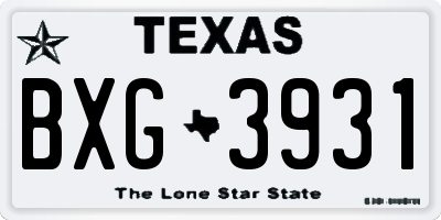 TX license plate BXG3931