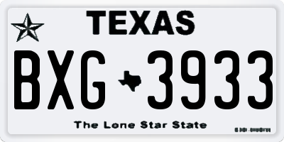 TX license plate BXG3933
