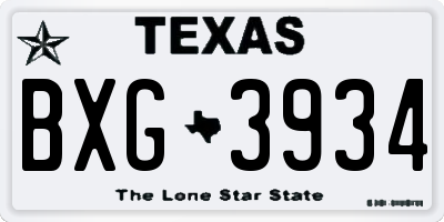 TX license plate BXG3934