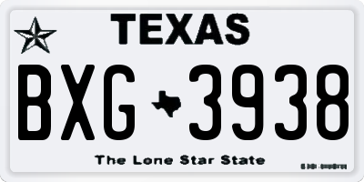 TX license plate BXG3938