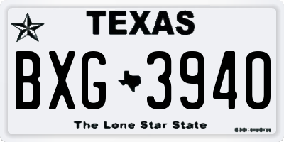 TX license plate BXG3940