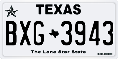 TX license plate BXG3943