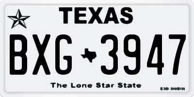 TX license plate BXG3947
