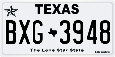 TX license plate BXG3948
