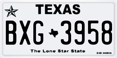 TX license plate BXG3958
