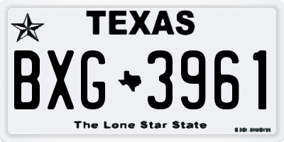 TX license plate BXG3961