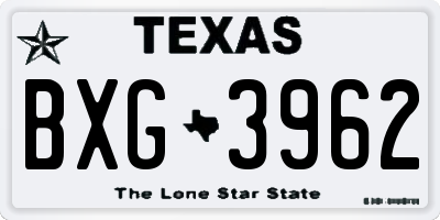 TX license plate BXG3962
