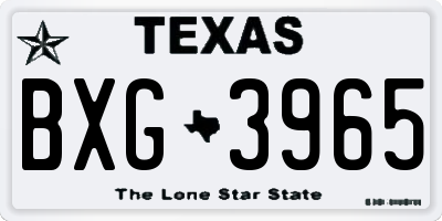 TX license plate BXG3965