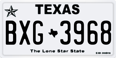 TX license plate BXG3968