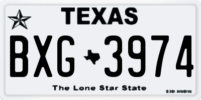 TX license plate BXG3974