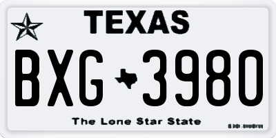 TX license plate BXG3980