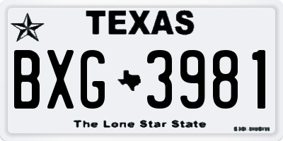 TX license plate BXG3981