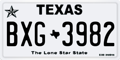 TX license plate BXG3982