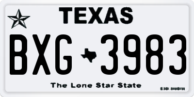 TX license plate BXG3983
