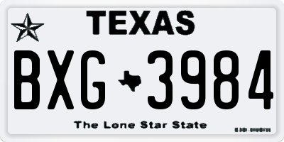 TX license plate BXG3984