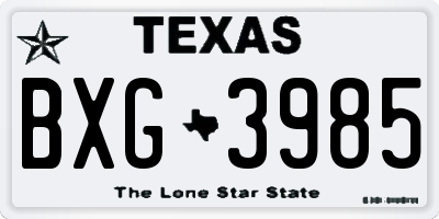 TX license plate BXG3985