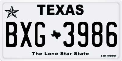 TX license plate BXG3986