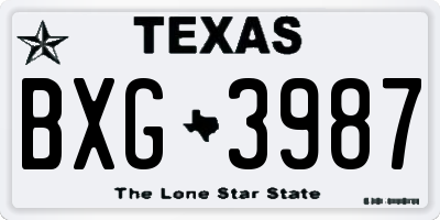 TX license plate BXG3987
