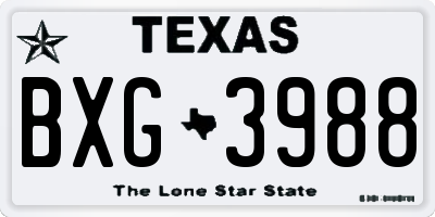 TX license plate BXG3988