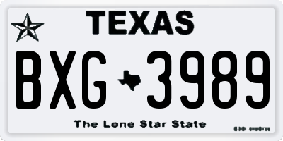 TX license plate BXG3989