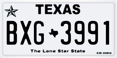 TX license plate BXG3991