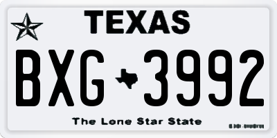 TX license plate BXG3992