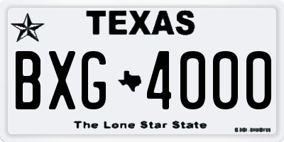 TX license plate BXG4000