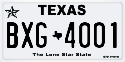 TX license plate BXG4001