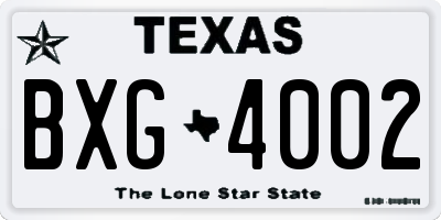 TX license plate BXG4002