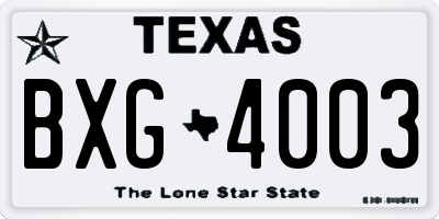 TX license plate BXG4003