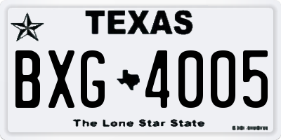 TX license plate BXG4005