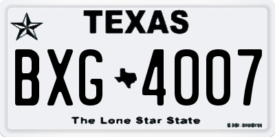 TX license plate BXG4007