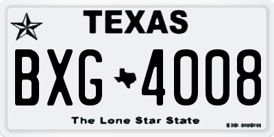 TX license plate BXG4008