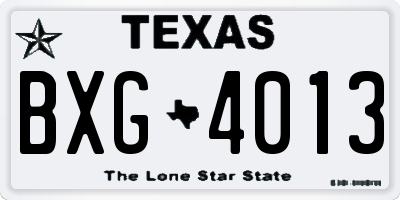 TX license plate BXG4013