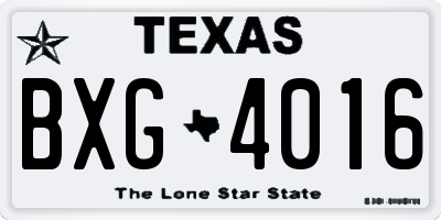 TX license plate BXG4016
