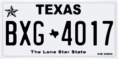 TX license plate BXG4017