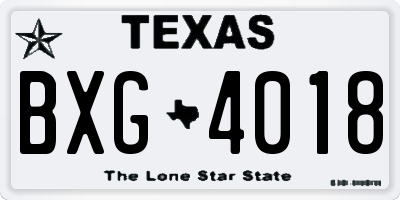 TX license plate BXG4018