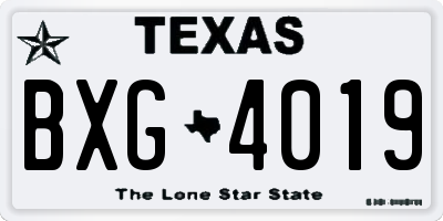 TX license plate BXG4019