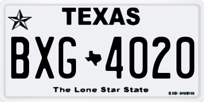 TX license plate BXG4020