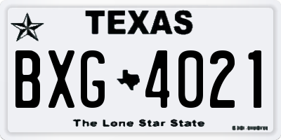 TX license plate BXG4021