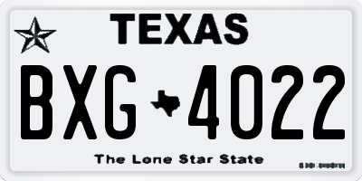 TX license plate BXG4022