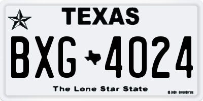TX license plate BXG4024