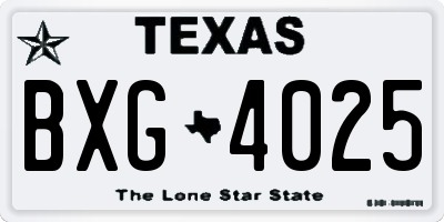 TX license plate BXG4025
