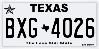TX license plate BXG4026