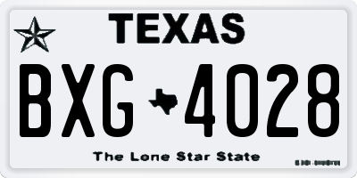 TX license plate BXG4028