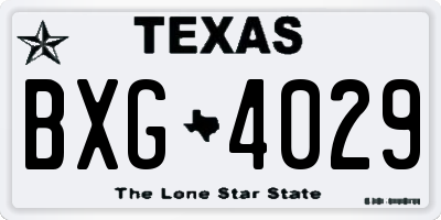 TX license plate BXG4029