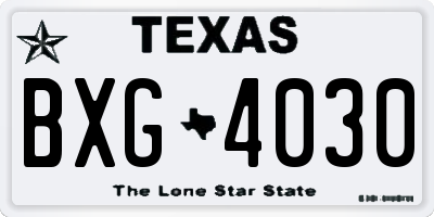 TX license plate BXG4030