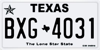 TX license plate BXG4031