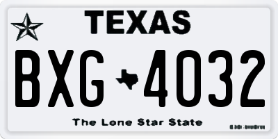 TX license plate BXG4032