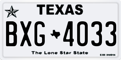 TX license plate BXG4033
